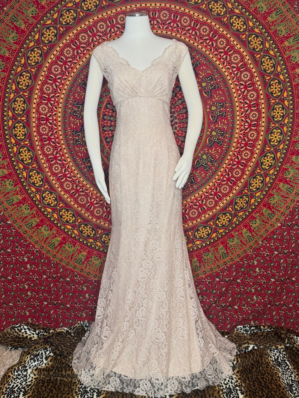 Blush pink lace Amsale bridal/bridesmaid gown